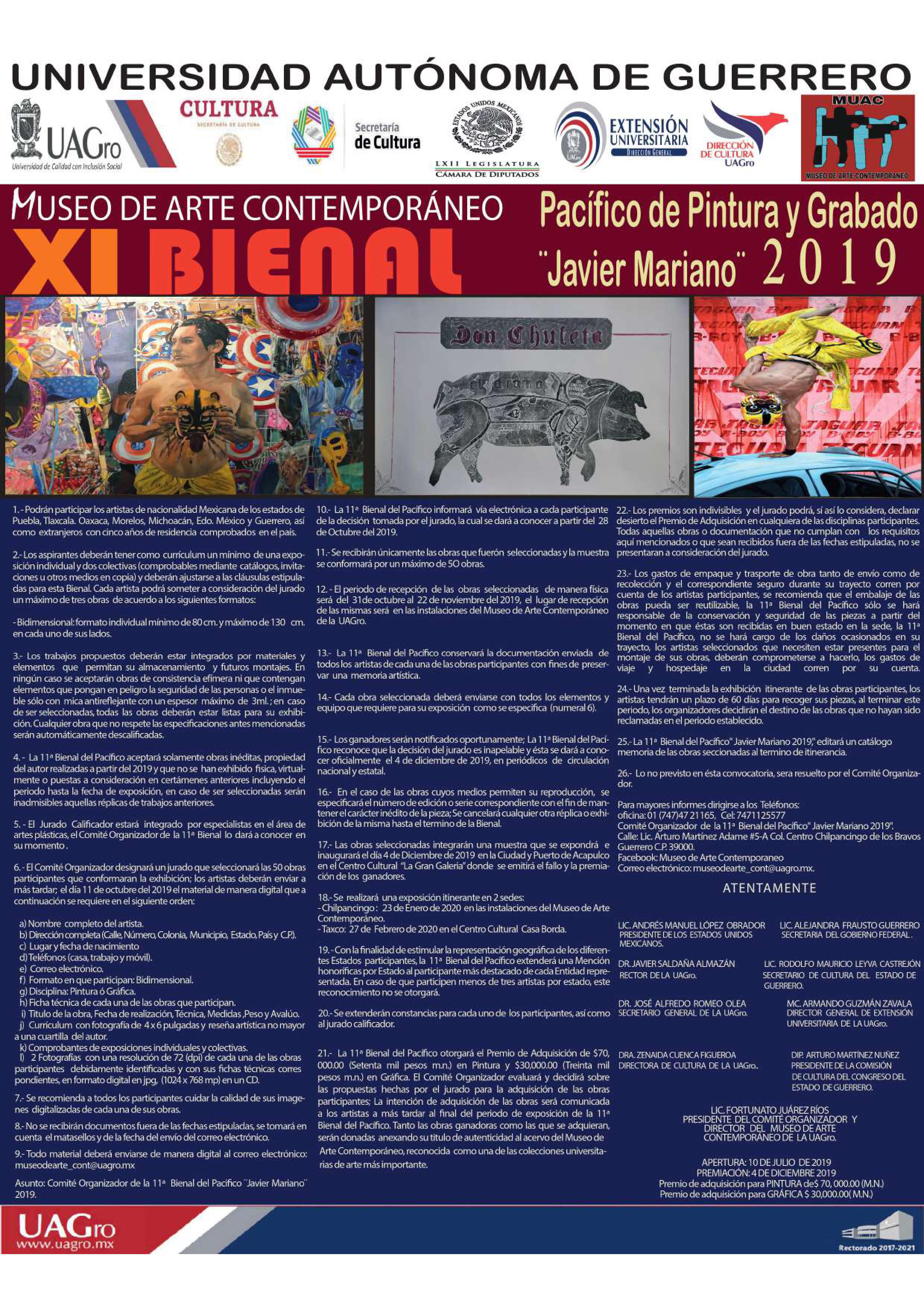 Convocan a artistas de 7 estados al XI Bienal del Pacífico de Pintura y Grabado “Javier Mariano” 2019