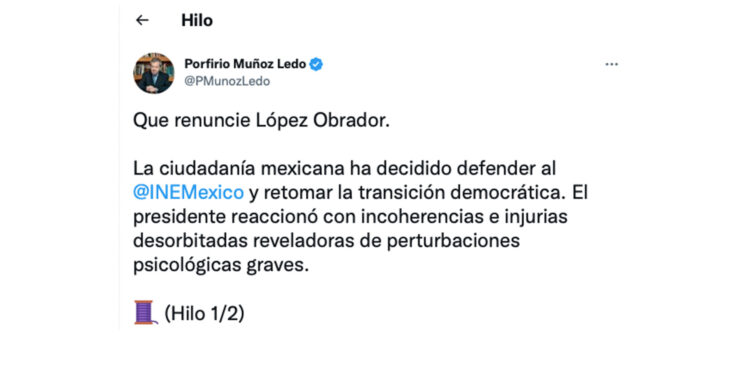 Porfirio Muñoz Ledo pide la renuncia de AMLO