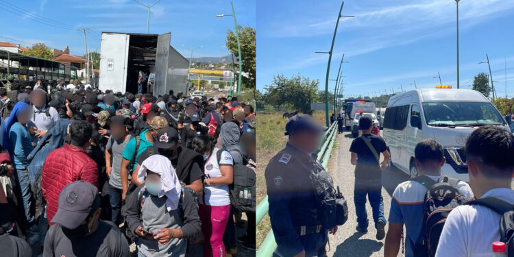Hallan a 254 migrantes hacinados en un tráiler en Chiapas