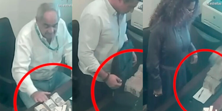 Exhiben a funcionarios de Layda Sansores y a senadora de Morena recibiendo fajos de dinero